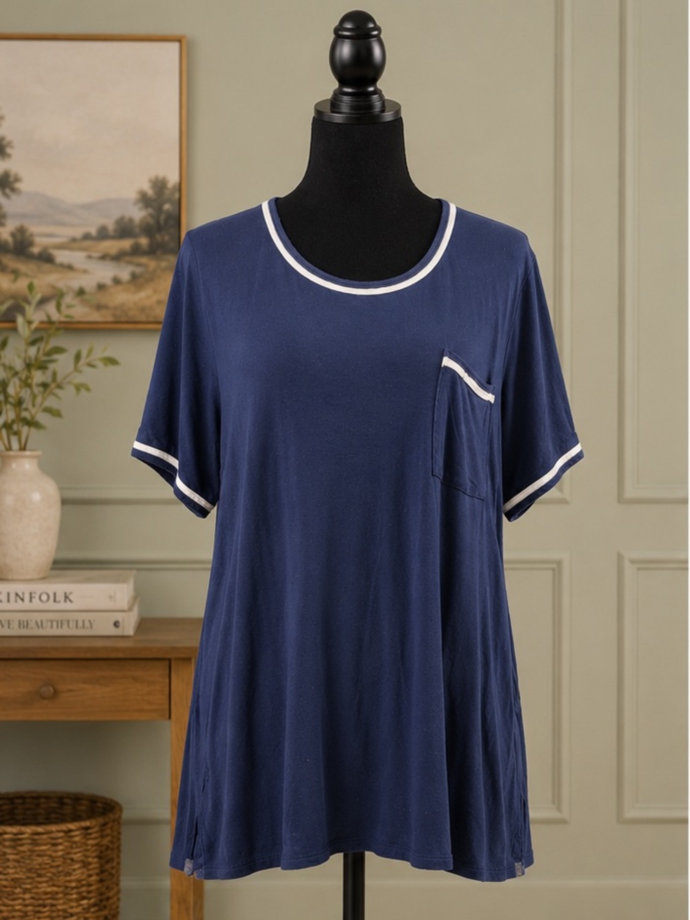 Secret Treasures Navy Tee with White Print